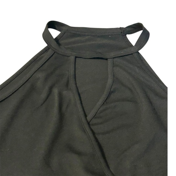 Shein‎ Black Halter Top Sleeveless Ruched Criss Cross Keyhole Sexy Tank - Picture 2 of 5